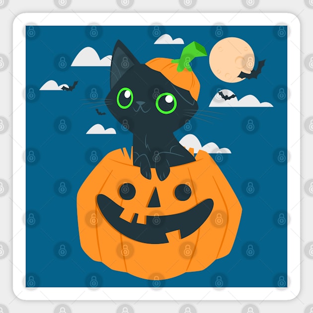 Pumpkin Kitty Kawaii Magnet by machmigo